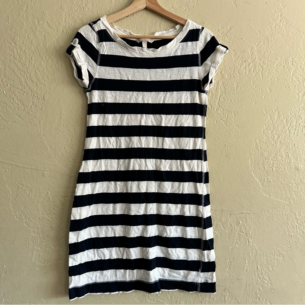 Banana Republic Blue & White Striped Knit Midi Dress